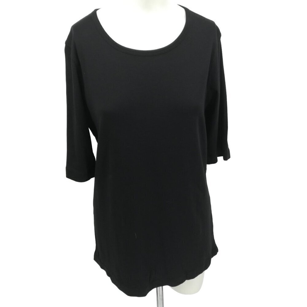 Duluth Trading Longtail Elbow Sleeve Scoop Neck T Shirt Size M Black Cotton